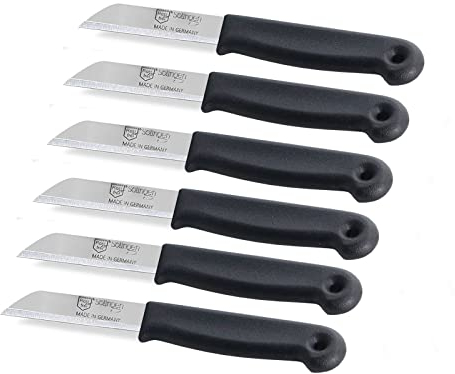 Schälmesser Set Gemüsemesser aus Solingen Kleines Küchenmesser Made in Germany Allzweckmesser mit Scharfem und Präzisem Schnitt aus Rostfreiem Edelstahl in Klein und Groß Schwarz (6, Kurz)