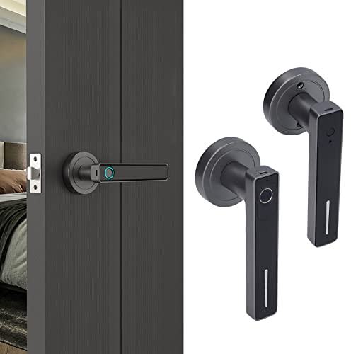 BuyWeek Serrure de Poignée de Porte d'Empreinte Digitale, Poignée de Porte Électronique Intelligente d'Empreinte Digitale Serrure de Porte de Reconnaissance Rapide pour le Bureau à Domicile
