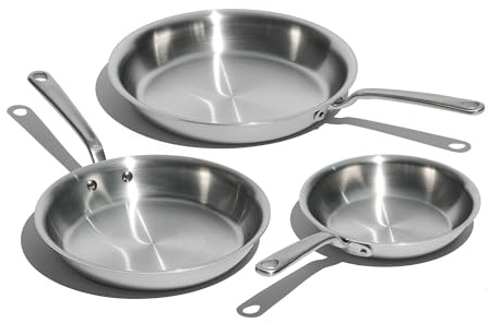 Made In Cookware - 3-Piece (Includes 8,10,12) Stainless Frying Pan Set - 5 Ply Stainless Clad - Professional Cookware - Made In USA - Induction Compatible