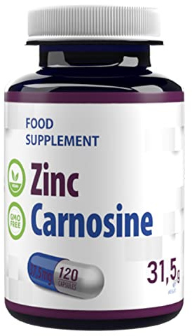 Zink L-Carnosine 120 vegan kapslar, Laboratorietestad, hög styrka, Gluten- och GMO-fri