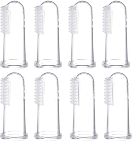 TNSRAY Baby Zahnbürste, 8 Stück Fingerzahnbürste 0-12 Monate, Zahnungshilfe Gel-Applikator für wundes Zahnfleisch, Baby Zahnbürste, Übungsbürste Trainingsbürste, BPA-frei und gesundheitlich