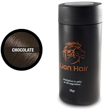 LION HAIR. Fibras Capilares 28gr. Multiplica tu pelo en 30 segundos. Densificador de cabello. Microfibras de algodón para hombre y mujer. (Dark Chocolate Brown (chocolate))