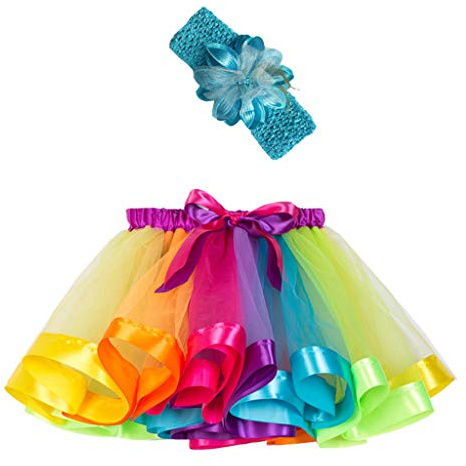 Filles Enfants Tutu Party Dance Ballet Toddler Baby Costume Jupe + Bandeau Ensemble Costume Fille Grande Taille (Multicolor, 7-11 Years)
