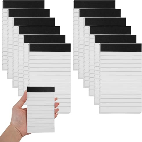 12 Piezas Mini Bloc de Notas A7, A7 Bloc Notas, a Rayas, para Oficina, Hogar, Escuela, para Recordatorios Planificación de Organización, para Hacer Listas, para Adultos Estudiantes, 12.5 x 7.5 cm