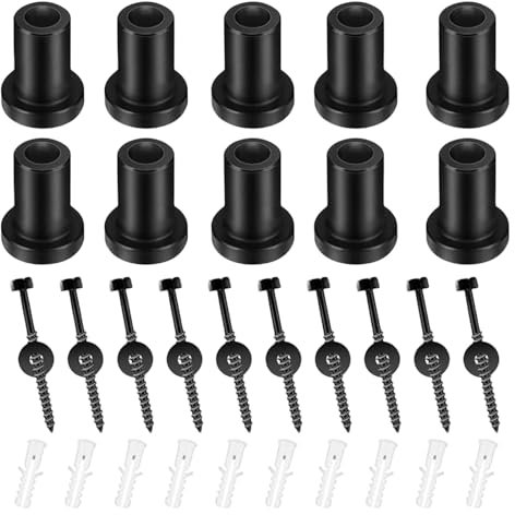 Juego de 10 rieles espaciadores de riel para puerta corredera de granero con tornillos y pernos para montaje en pared y dispositivo de conexión, herrajes para puerta corredera