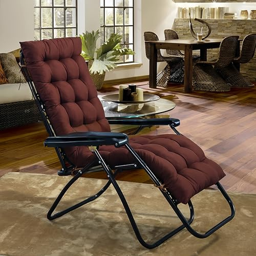 Surwin Coussin Transat Exterieur, Couleur Unie Coussin Bain de Soleil, Matelas Bain de Soleil Exterieur Chaise Longue pour Jardin Terrasse Balcon Voyage Vacances (Marron café,53x180cm)