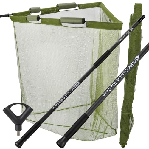 Sougayilang 42 Carp Landing Net - Fishing Net - 2m Carbon Fiber Telescopic Handle, Heavy-Duty Float Design for Big Carp - Includes Carry Bag