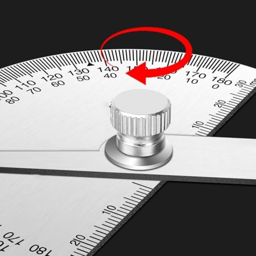 Oniissy Transportador de ángulo ajustable de acero inoxidable con brazos dobles, transportador 2 en 1 y regla de 0-180 grados y hasta 30 cm, para escala grabada para