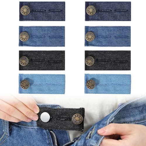 8 stycken elastisk knappförlängning, justerbar byxförlängning för män, knappförlängning för kvinnor och män, elastisk byxförlängning, för blivande mödrar, byxor, klänning, jeans