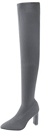 peiaclkde Stivali Alti Sopra Ginocchio Stivale Overknee Donna Lunghi Invernali Elastico Con Tacco Scarpe Slip-On Tinta Unita Knee High Boots Alto Equitazione Morbide Stivali Punta Moda Per Incontri