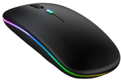 GADIRIA Ratón Inalámbrico Bluetooth Recargable 2,4 GHz Dual 1600 dpi - Mouse Gaming Silencioso para PC y Portátil - Ratón Inalámbrico para Ordenador Gamer - Compatible con Windows/Mac (Negro)
