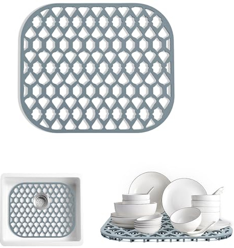 SAMSIER Silicone Sink Protectors for Kitchen Sink, Multiple Sizes Mats Grids for Bottom of Farmhouse Stainless Steel Porcelain Sink (14”x12”/35.6x30.5 cm)