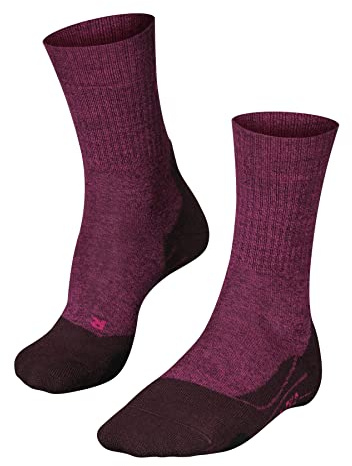 FALKE Damen Wandersocken TK2 Explore Wool W So Wolle Funktionsmaterial antiblasen dick 1 Paar, Rot Burgundy 8593, 37-38