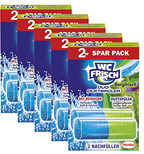 WC FRISCH Duo-Duftspüler Bergfrisch, WC-Reiniger und WC-Duftstein, Nachfüllpack, 5er Pack (5 x 2 Stück)