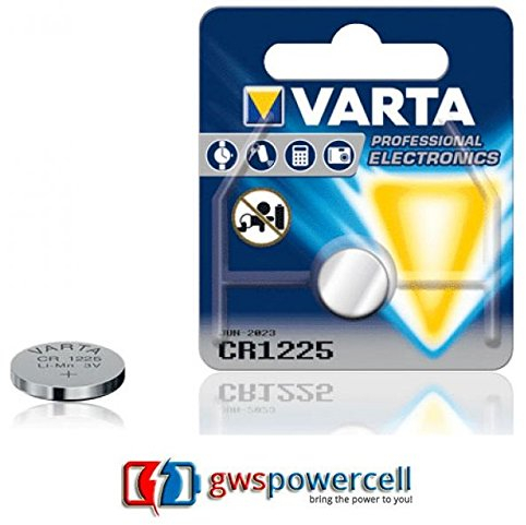 Varta GWS POWERCELL® – Batterien Knopfzelle Professional CR1216/CR1220/CR1225/CR1616/CR1620/CR1632/CR2016/CR2025/CR2032/CR2320/CR2430/CR2450, verpackt in Blister einzelnen CR1225-1 Pezzo