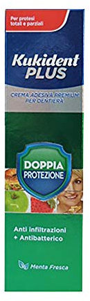 Kukident Plus Crema Adesiva per Dentiera Doppia Protezione, 40g