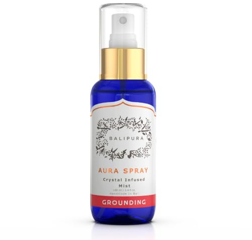 BALIPURA Grounding Crystal Infused Aura Spray, Aromatherapy, 3.4 fl oz | Designed For Calming, Emotional Balance & Daily Grounding With Pure Essential Oils & Crystal-Infused Water
