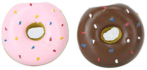 Atyhao Hundespielzeug, 2PCS Latex Donut Quietschspielzeug Kauspielzeug Zähne Reinigungsschutz Interaktives Trainingsspielzeug für Hunde