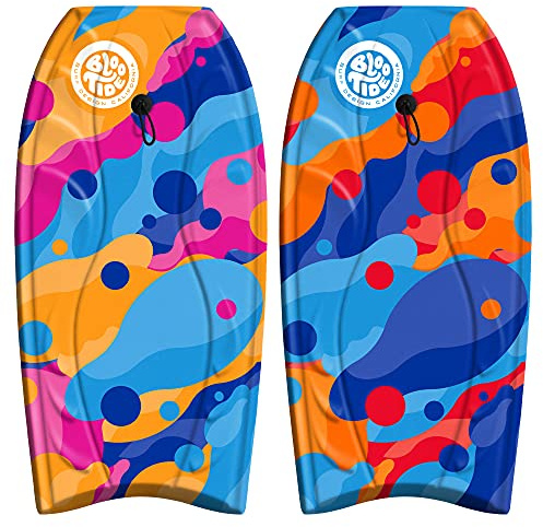 Bloo Tide Foam Bodyboard 40 | Bodyboards for Recreational Beginners and All Surfing Levels | Contoured Deck and Channel Bottom | for Lake Pool Ocean Beach Wave Riding 2 Pack