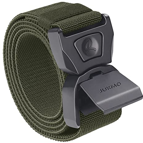 JUKMO Schnellverschluss Taktischer Gürtel, Militär Wandern 3,8cm Arbeit Gürtel mit Schwere Sicherheitsgurt Schnalle (Grün, M-für Taille 91cm-105cm (Länge 125cm))