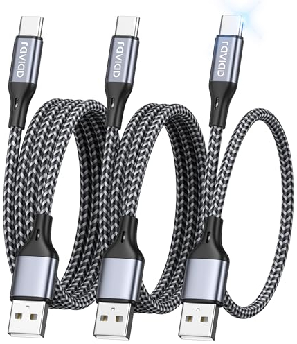 RAVIAD USB C Kabel [3Stück 0.3M+1M+2M] iPhone 16 ladekabel 3A USB Typ C Kabel Schnellladekabel USB C, Ladekabel USB C für iPhone 16 15 Pro, Samsung Galaxy S24 S23 S22 S21 S20 Note10, Huawei P60