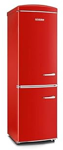 Severin Frigorifero Congelatore combinato Total NoFrost, Posa libera, Larghezza 60 cm, 315 L, Classe E, Veggibox inclusa, Retrò, Rosso, RKG 8887