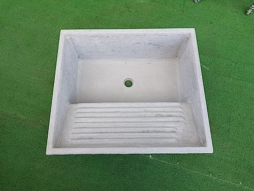 Vasca con lavatoio pilozzo uso lavanderia in cemento grigio cm 60x55x29 h