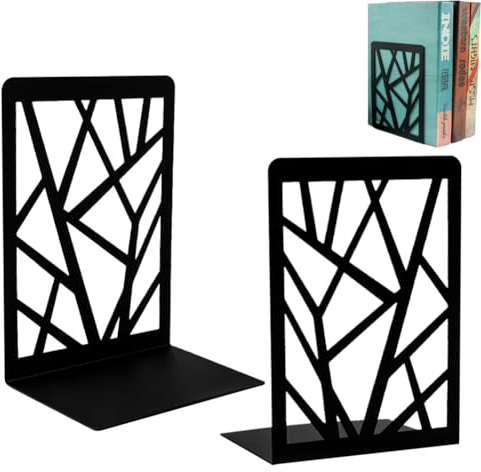 LdawyDE Buchstütze, 2 Stück Buchstützen Metall Schwarz Bücherhalter Buchhalter Regal Bookends für Heim-, Schul- oder Bürobibliotheksregale