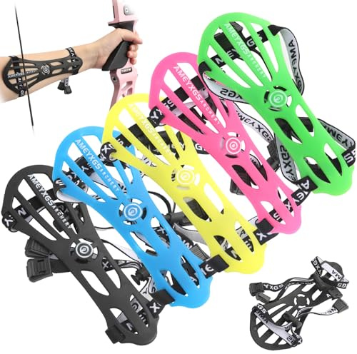 SHARROW Protector de Brazo de Tiro con Arco Guardia del Brazo Arm Guard Adjustable con 2 Hebillas para Tiro con Arco Equipo de Protección para Jóvenes y Adultos (Negro)