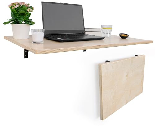 CAWI Tavolo Pieghevole da Parete in Legno Massiccio: Scrivania Sospesa e Tavolo da Cucina in MDF Laminato