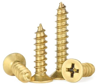 ORANXIN M3 x 12mm 50 Pcs Laiton Croix Tête fraisée Vis à bois Tête plate Vis autotaraudeuses Cruciformes Queue Pointue Or Vis