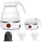 RANJIMA Wasserkocher Faltbar, 600ml Camping Wasserkocher Tragbarer Elektrischer Wasserkocher Mini Reisewasserkocher Klein Silikon Faltbarer Wasserkessel mit 2 Faltbecher für Camping Reise Outdoor