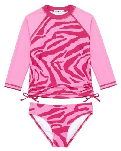 weVSwe Bañador para Niña UPF 50+ Protección de Manga Larga Dos Piezas Traje de Baño Rash Guard de 3-4 Años