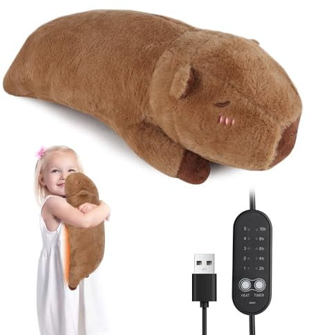 KBIBCK Capybara Coperta elettrica con spegnimento automatico, 48 cm, cuscino termico elettrico, per periodo, funzionamento USB, cinque livelli di regolazione della temperatura, per collo e spalle