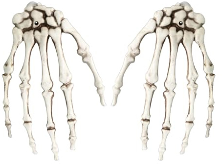 Générique HALLETON Skeleton Halloween, de Griffe Squelette, Vraie Main prothétique, Accessoires de Farce hantée de Maison, pour Adultes, Amis de la, Sachet de Porte Murale de fenêtre, déco