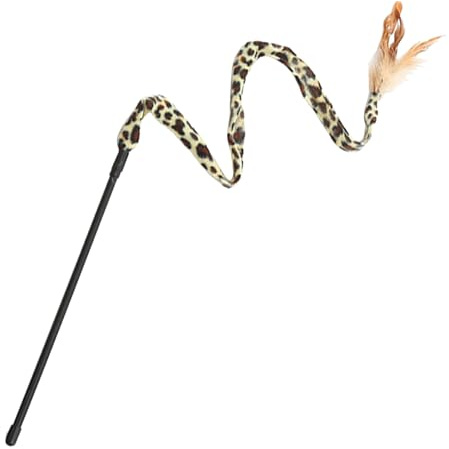 Cat Teaser - Pet Catcher Stick, Interactive Play Stick, Including Leopard Print Cat Toy Set, Stimulation of Physical Activity with Bell Attachment for the Cat