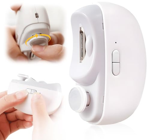 Coupe Ongle Electrique, 2 En 1 Coupe Ongle Lime a Ongle Electrique, Rechargeable USB Coupe-ongles électrique automatique, Faible bruit avec Lumière LED Pour Bébés Adultes Personnes Âgées (Blanc)