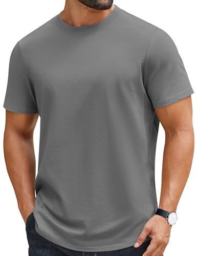 COOFANDY Mens Heavyweight T Shirt 100% Cotton T-Shirt Short Sleeve Crew Neck Tee Basic Plain Tops Regular Fit