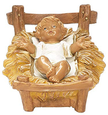 Roman 12 Scale Infant Jesus with Crib, Christmas Display Church Decor or Christian Home Holiday Decoration