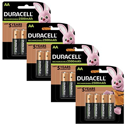 Duracell Pre Charged Rechargeable 2500mAh AA Batteries - Pack of 16