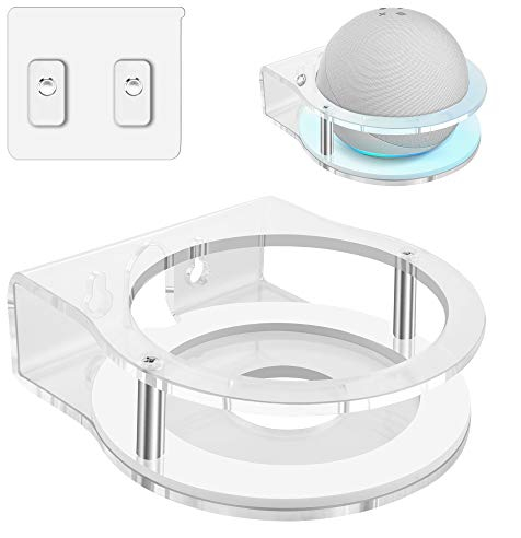 Geekria Acryl-Wandhalterung für Echo Dot (4. Generation) mit LED-Uhr und Alexa, Lautsprecherständer, stabiler Schutz, passend für Amazon 2020 Echo Dot Smart Speaker (klar)