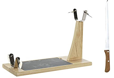 Portaprosciutto in legno DKD Home Decor acciaio inossidabile lavagna in ferro pino (36 x 3 x 1 cm) (44 x 20 x 31 cm) (2 pz)