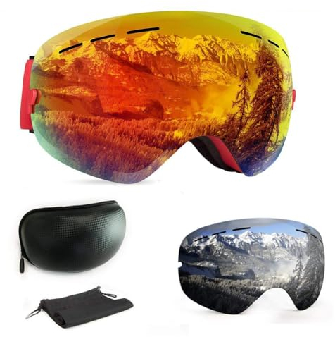 WLZP Skibrille, Snowboardmaske, UV400 und Anti-Beschlag-Maske, doppelt beschichtete Skibrille für Damen und Herren, geeignet für Skifahren, Snowboarden, Eisklettern, Alpin-Skifahren