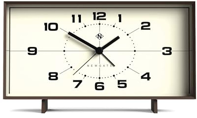 NEWGATE® Wideboy réveil | Design rétro rectangulaire | Marron Moka | Cadran du Milieu du siècle | Idéal pour Le Chevet, Le Bureau, la cheminée ou l’étagère | Accessoire rétro pour Chambre et Bureau