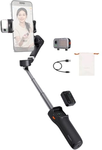 Hohem iSteady V3 Gimbal pour smartphone - Stabilisateur 3 axes - Traqueur magnétique AI - Lumière de remplissage - Contrôleur amovible - Barre d'extension intégrée et trépied pour streaming en direct