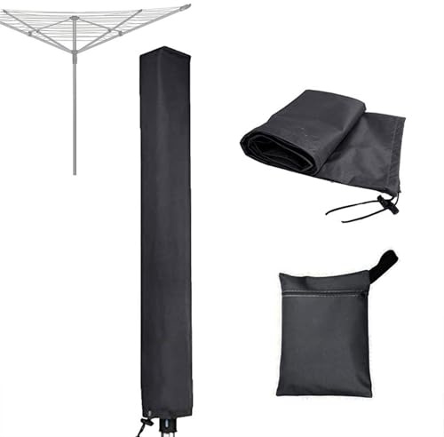 ZXINGCHI Umbrella Clothesline Outdoor Protective Cover 600D Oxford Fabric Waterproof Windproof Rotary Washing Line Cover for Garden Yard Laundry Drying Rack(Black,71x6x6inch)