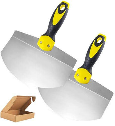 Juego de 2 espátulas, espátulas, espátula ancha, herramienta profesional con hoja de acero de 175 mm de ancho, raspador para quitar papel pintado y raspar paredes