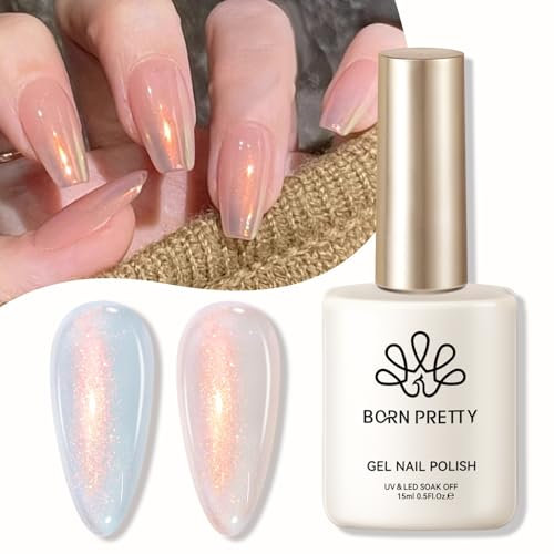 BORN PRETTY Aurora Gel Nail Polish 15ml Shimmer Pearl Glitter Gel Polish Pearlescent Chameleon Gel Polish Soak Off U V LED Color Gel DIY Manicure Salon and Home for Women (Aurora Borealis)