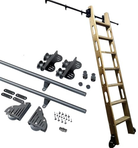 Kit con binario rotondo per libreria, telescopio, scala scorrevole, binario di prolunga per loft e ufficio, lunghezza binario 100 cm (solo binario, senza scala)