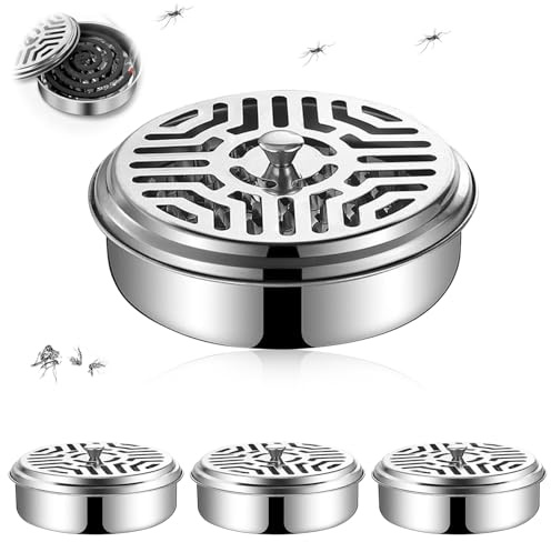 4 Pezzi Porta Incenso Anti Zanzara, Porta Bobina Repellente per Zanzare, Porta Zampirone Portatile in Metallo, Orta Incenso Anti Zanzara per Casa Campeggio Viaggi, Porta Zampirone da Ester